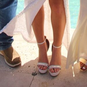 White and silver heels